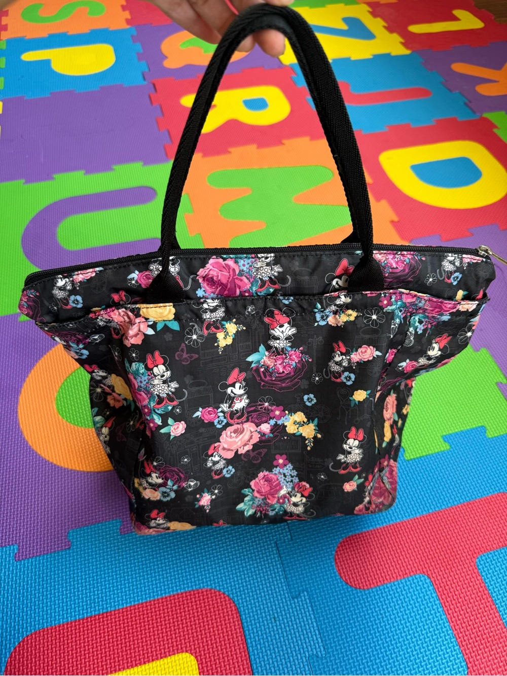 LeSportsac Black Floral Minnie Mouse Tote